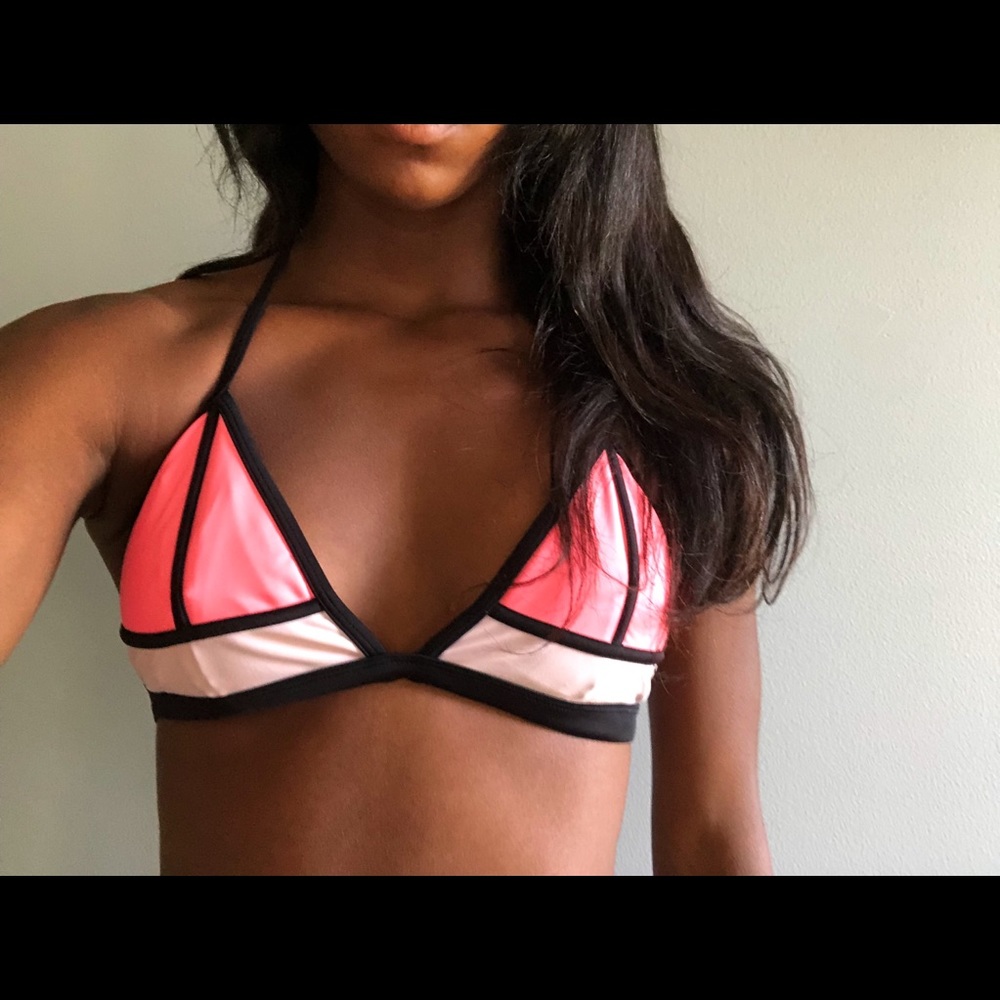 Pink triangle bathing suit top